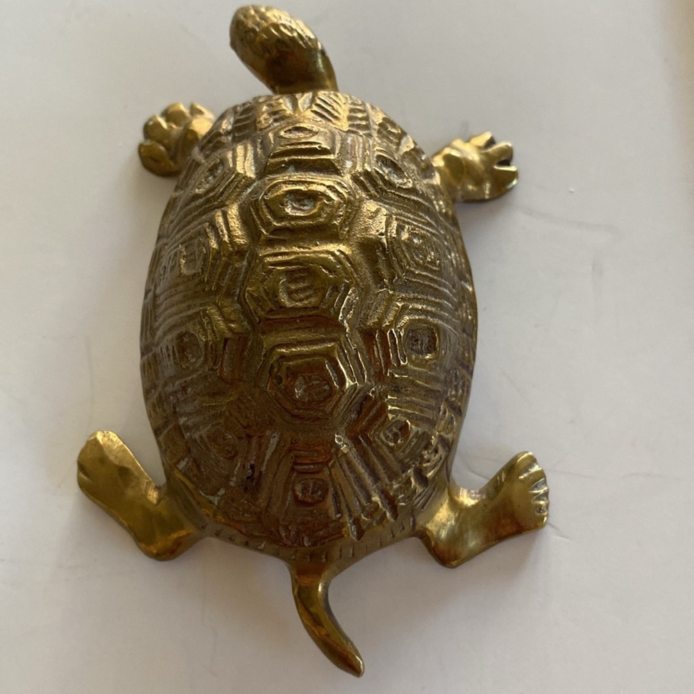 Solid Brass Turtle Figurine 4.25” x 3” x 1.7/5” approximately - Picture 5 of 6